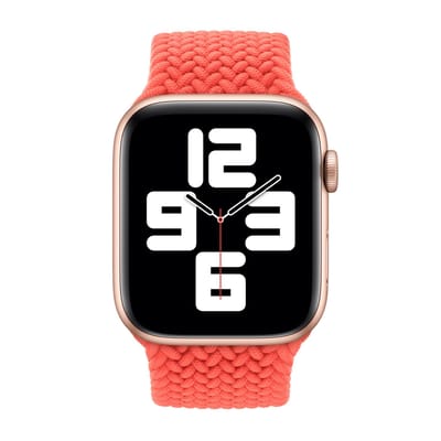 Apple Gevlochten solobandje voor de Apple Watch | 44/45/46/49 mm - Maat 4 - Electric Orange
