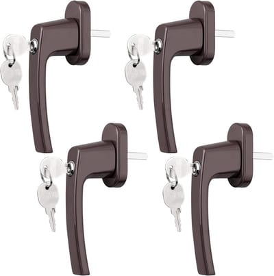 AUTOUTLET 4 pcs Aluminium Raamhendel Kinderslot Deurslot Balkondeur Bruin