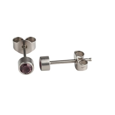 Aramat Jewels - Oorbellen - Lila kristal oorstekers - 4mm -Nikkelarm
