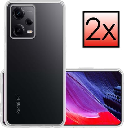 Hoesje - 2 Stuks - Geschikt voor Xiaomi Redmi Note 12 Pro+ - Sterk & Shockproof - Case Siliconen - Back Cover - Telefoon Hoes - Transparant
