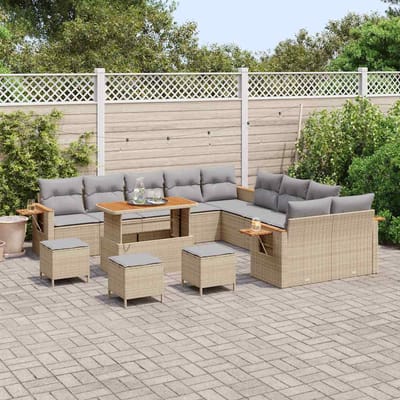 vidaXL - Tuinbank - Set - 18 - st - 11-Aantal - zitplaatsen - Beige - en - Lichtgrijs