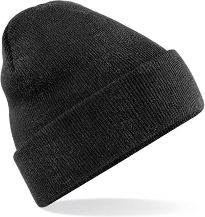 Beechfield Basic dames / heren beanie wintermuts - 100% soft Acryl - antraciet - Super soft - Brede omslag band