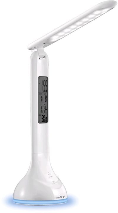 Avide LED Bureaulamp Dimbaar 4W - USB Opladen - Met Kalender + Alarm + Klok + Thermometer Functie - 250 lumen - Wit
