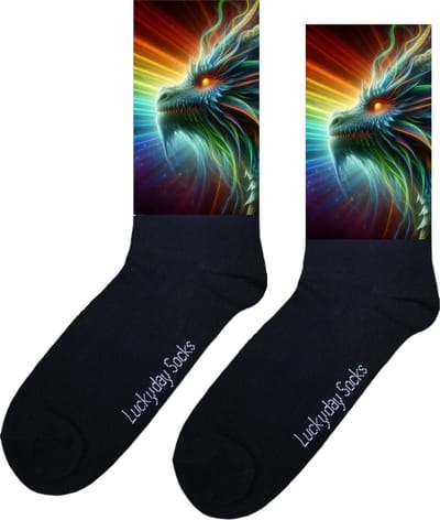 Draak - Opkikkertje - Grappige sokken - Valentijn cadeau - Verjaardag cadeau - Kerst cadeau - Grappige sokken - Leuke sokken - Multi color - Fantasie - Vrolijke sokken - Kerst sokken - Vaderdag - Moederdag - Socks maken Happy - 37-44