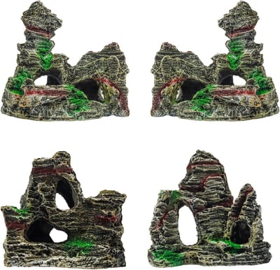 Kunstmatige Rotstuin - Mini Tuin Beeldjes - Landschap Decoratie - Duurzaam Plastic Materiaal - 4 Stuks - A