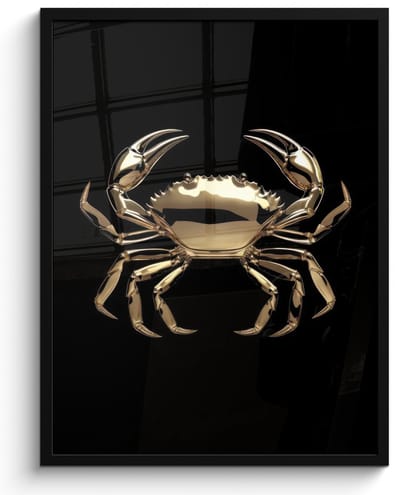 Poster in lijst - Fotolijst 50x70 cm - Posters - Goud - Krab - Dieren - Zwart - Posterlijst zwart - Decoratie - Wanddecoratie woonkamer - Muurdecoratie slaapkamer