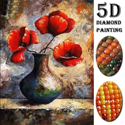 DIY Diamond schilderij rode bloemen volledige boor Strass borduurpakketten handgemaakte borduur ambachten 20X30CM