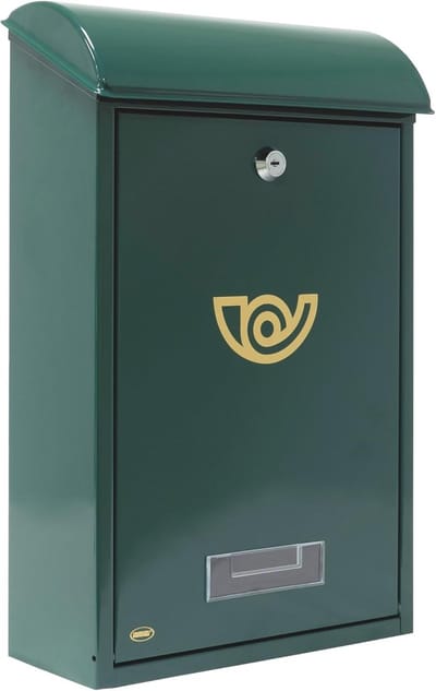 Brievenbus voor buiten - Postbak muur - Post ontvangen - Afsluitbaar met slot - 40x25x10 cm - Groen