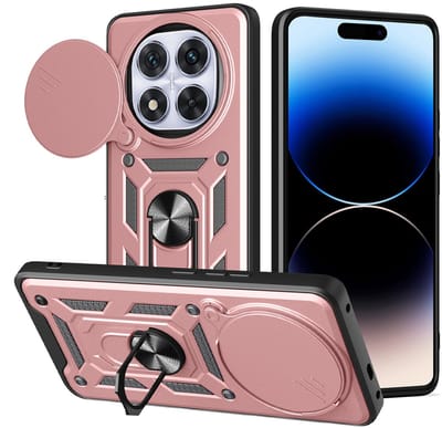 MobyDefend Hoesje - Geschikt voor Xiaomi Redmi Note 14 Pro Plus - Pantsercase Met Draaibare Ring - Rosé