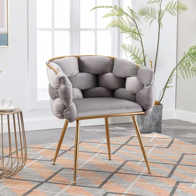 Moderne fauteuil, Loungestoel met vulling en metalen frame, Relaxstoel, TV-stoel voor woonkamer en slaapkamer, b 58 x d 59 x h 75 cm - belastbaar tot 150 kg - Grau