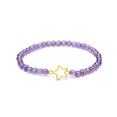 Armband amethist elastisch met ster bedel