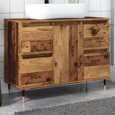 vidaXL - Badkamerkast - 80x33x60 - cm - bewerkt - hout - oud - houtkleurig
