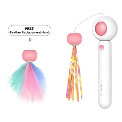 Interactief Kattenspeelgoed Intrekbare Kattenhengel Speelgoed voor Kittens Spelende Kat Laser Pointer Staf Huisdier Benodigdheden Producten Katten Accessoires NO LED roze