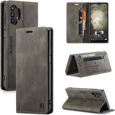 Luxe Flip Case met RFID Bescherming Kaarthouder en Magneetsluiting voor Galaxy A32 5G / M32 5G _ Bruin