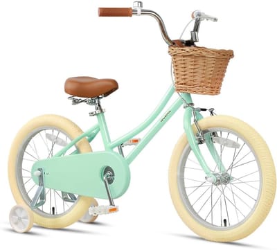 Meisjesfiets met mand - Kinderfiets - Leren fietsen - Meegroeifunctie - 18 inch - Mint Groen