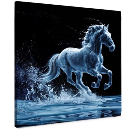 Canvas schilderij - Water Horse - 50x50 cm - Abstracte kunst - Huis decoratie woonkamer - paard muur schilderijen - Wanddecoratie accessoires - Kamer interieur natuur