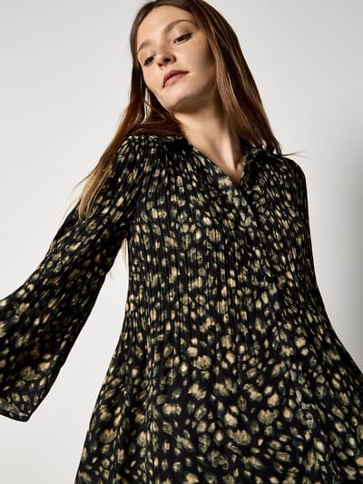 Cropshirt van chiffon met abstracte dierenprint