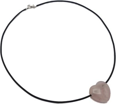 H-Beau - Halsketting - Edelsteen – Natuursteen - Rozenkwarts – Hartje - Tiener - Rubber - lengte 38cm - Gepolijst - Roos - Sterrenbeeld - Stier - Kreeft – Weegschaal – Collier – Geschenk – Meisje – Cadeau - Hanger