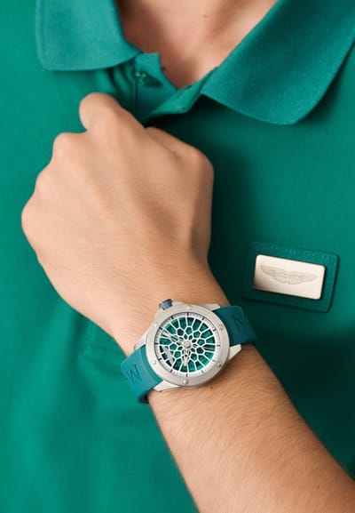 Aston Martin Rim Mechanisch Automatisch Horloge Blauw Kast Gemaakt Van 100% Titanium En Een Armband Van 100% Siliconen 41 MTRR1F5013E, MTRR1F5023E