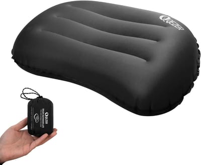 Opblaasbaar Kussen - Kampeer kussen - Reizen en Kamperen - Ultralicht en Compact - 40 cm - Zwart