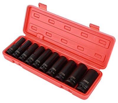 10-delige dopsleutelset 1/2 inch - Slagmoersleutel en gereedschapskist met diverse maten