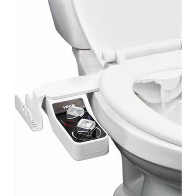 VEVOR Bidet Toiletbevestiging 7 mm Ultradunne Toiletbrilbevestiging met 2 intrekbare sproeiers (koud water / warm water) & 2 draaiknoppen & instelbare waterdruk voor billen en intieme reiniging