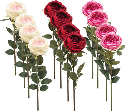 Emerald - Kunstbloem Roos Joelle 65cm - Set van 12 - Kunstplant voor binnen