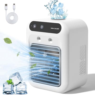 Draagbare airconditioner - Bureauventilator - Draagbare airconditioner voor studentenkamers - 25W mini draagbare airconditioner - 2 koelstanden - 2 ventilatorsnelheden voor persoonlijke verkoeling - Geschikt voor slaapkamers, kantoren en buiten