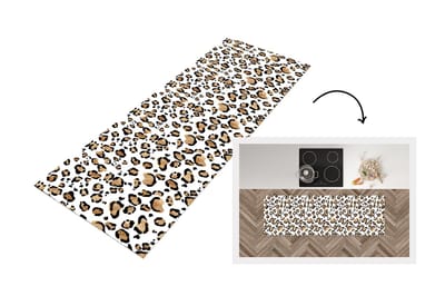 Keukenloper - Loper keuken - Panterprint - Bruin - Patronen - 150x50 cm - Keukenloper vinyl