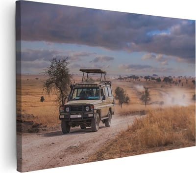 Artaza Canvas Schilderij Safari Afrika - 90x60 cm - Wanddecoratie Landschap - Muurdecoratie Savanne - Schilderijen Op Canvas Natuur
