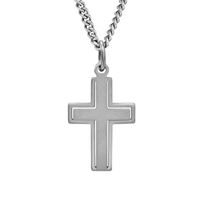 Traveller Kruis Ketting - Heren - Duurzaam - Edelstaal - Zilverkleurig - Made in Germany - Hanger 20x14mm - Ketting 50cm - 171021