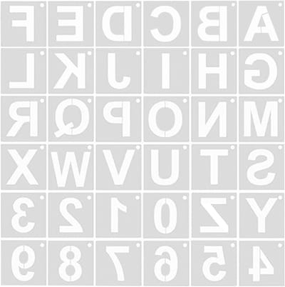 Set van 36 Herbruikbare Letters en Cijfers - 3 Inch Plastic Sjablonen voor Creatieve Projecten en Knutselen met Witte Alfabetletters