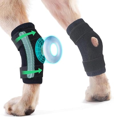 MAGICSHE 1 Paar Honden Brace Achterpoot Of Voorpoot - Verstelbare Hondenbrace Met Scharnieren - Kniebeschermer Hond Zwart S