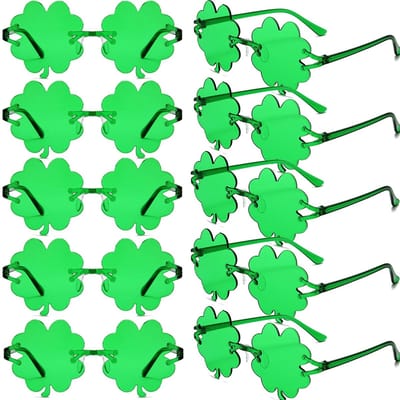 Dailygoods- Zonnebril St. Patrick's Day - 10x Groene Klaverblad Zonnebrillen - Kunststof - Feestaccessoires - Duurzaam - Ideaal voor Kinderen en Volwassenen - Feestzonnebril