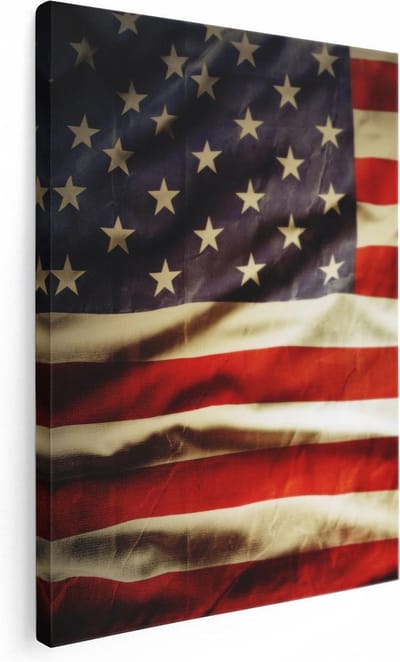 Artaza Canvas Schilderij Amerika - 30x40 cm - Klein - Wanddecoratie Vlag - Muurdecoratie Woonkamer - Kamer Accessoires