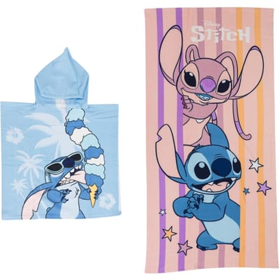 Lilo & Stitch strandset; poncho en strandlaken