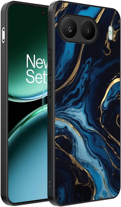 Smartphonica Telefoonhoesje Geschikt voor OnePlus Nord 4 met marmer opdruk - TPU backcover case gold blue marble design - Goud Blauw geschikt voor OnePlus Nord 4