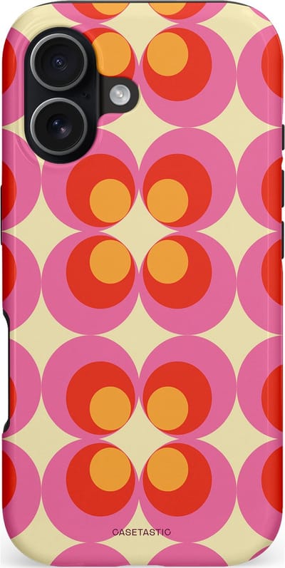 Casetastic hoesje geschikt voor Apple iPhone 17 - MagSafe - Dubbellaagse bescherming - Circle boogie - Fashion Case - Roze Rood Zand Okergeel