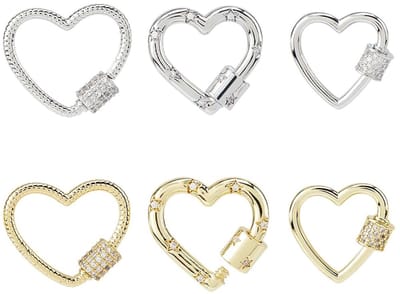Dailygoods- Karabijnhaak 6 Stuks - Karabijnhaak met Schroefvergrendeling - Sleutelhanger - Charm - Messing - Zirkonia Afwerking