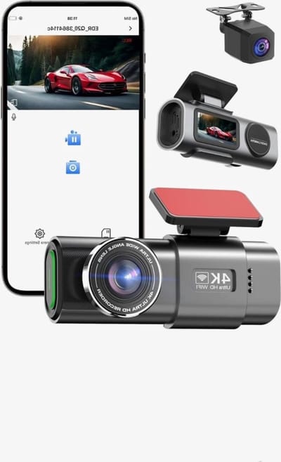 Thuys – Dashcam Voor Auto 4K + 1080p – Voor En Achter Camera – Met Parkeermodus – G–Sensor – App Bediening – Nachtzicht