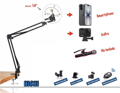 Camerastatief Smartphone Tripod Professionele Multifunctionele Standaard | Microfoon standaard | Standaard voor Smartphone | Tablet Statief | Mic Stand | Podcast | Vloggen Youtube | Universeel | iPad Statief | Tafel