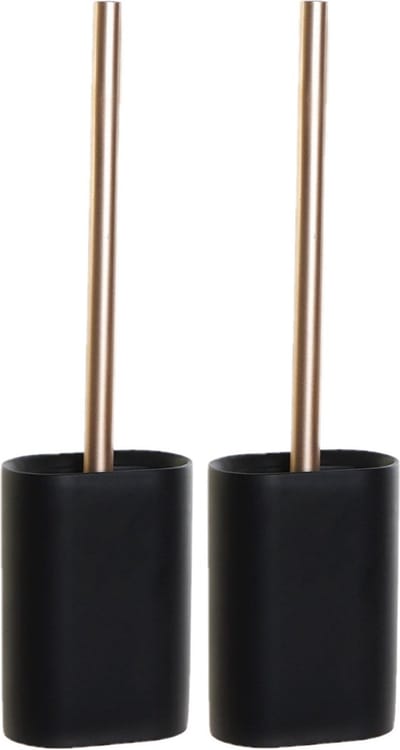 Set van 2x stuks silicone hygiene wc/toiletborstel - 40 cm - met houder - zwart - toilet/badkameraccessoires wc-borstel