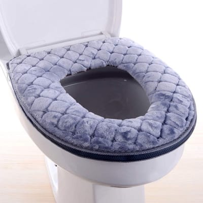 Toiletzittinghoes - Zachte toiletmat - Comfort thuis - Met rits - 43 cm - Grijs