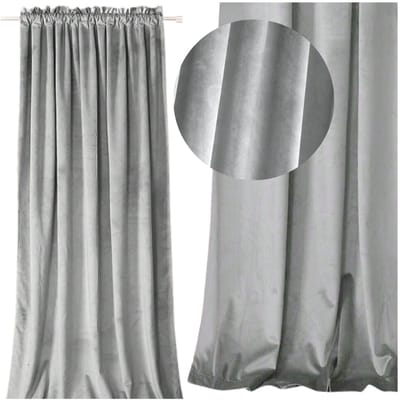 MORE&DECO - Velours Verduisterend Gordijn - 250x140 cm - Geplooid - Grafiet