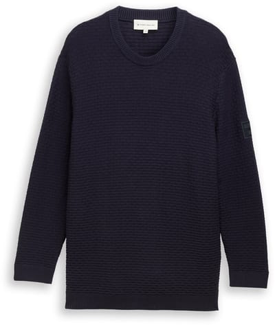 Tom Tailor - Plus Size - Gebreide trui met ronde hals - Maat 4XL - sky captain blue