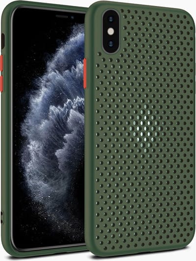 Smartphonica iPhone Xs Max siliconen hoesje met gaatjes - Legergroen geschikt voor iPhone Xs Max