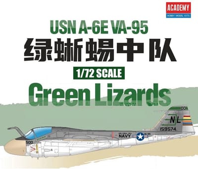Academy Modelbouwpakket Militaire voertuigen - 12543 Grumman A-6E Intruder VA-95 Green Lizards - Limited Edition - Amerikaanse Straaljager Plastic - 1:72 - Modelbouw