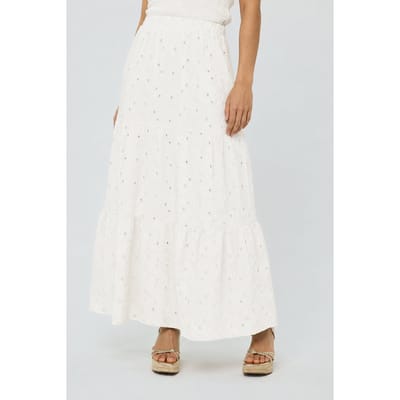 EsQualo Skirt Long Embroidery Flower Off White Maat: 42 | Maxi Rokken Outlet | Dames | Wit