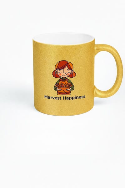Harvest Happiness Koffiemok - Gouden Glitter Design