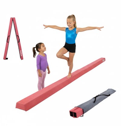 Schwebebalken 240 cm klappbar auf 120 cm Turnbalken inkl. Tragetasche Balancierbalken Pink